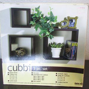 3 Piece Cubbi Shelves Black Finish